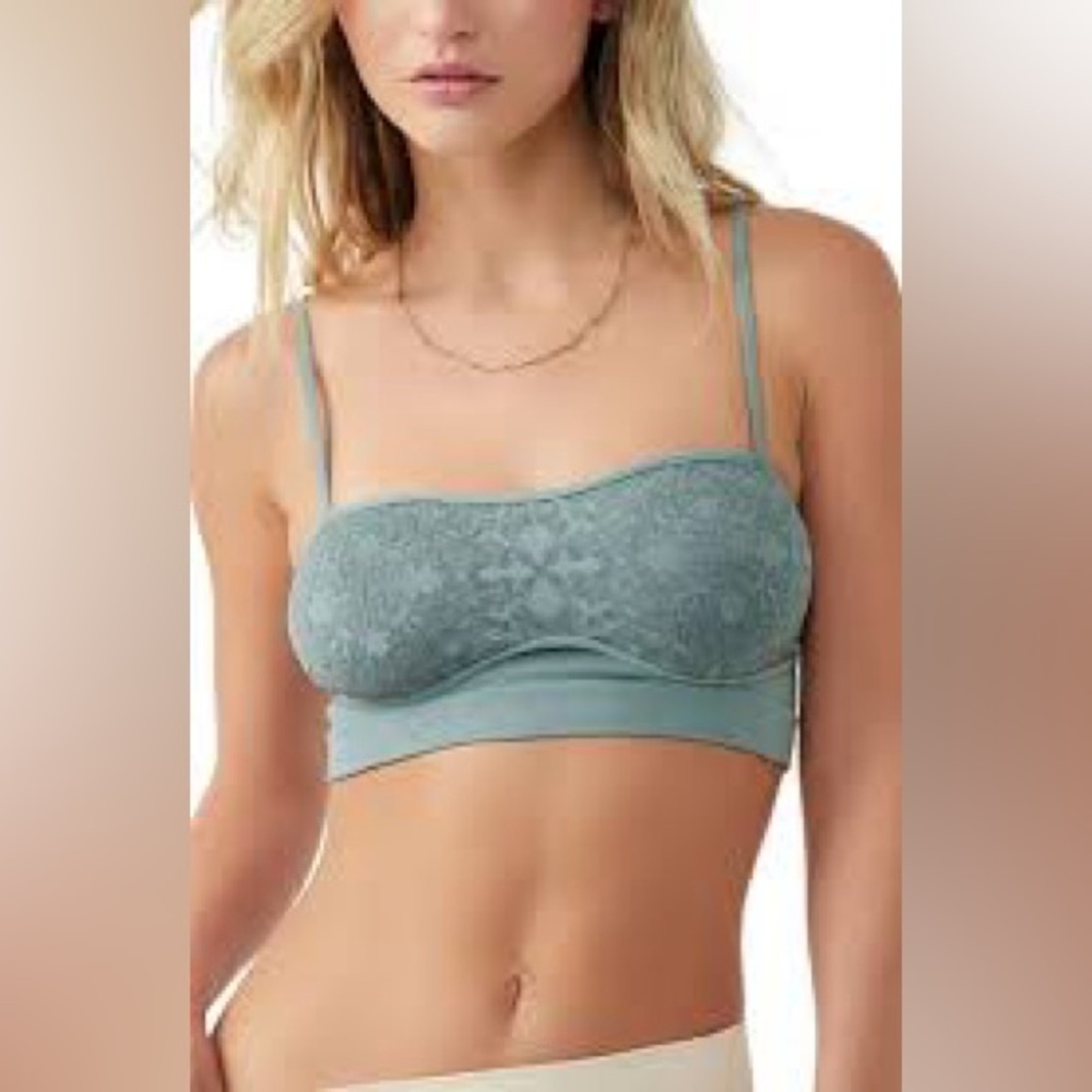 #84 NWT Free People Love Your Way Longline Bralette In Washed Army Size M-L